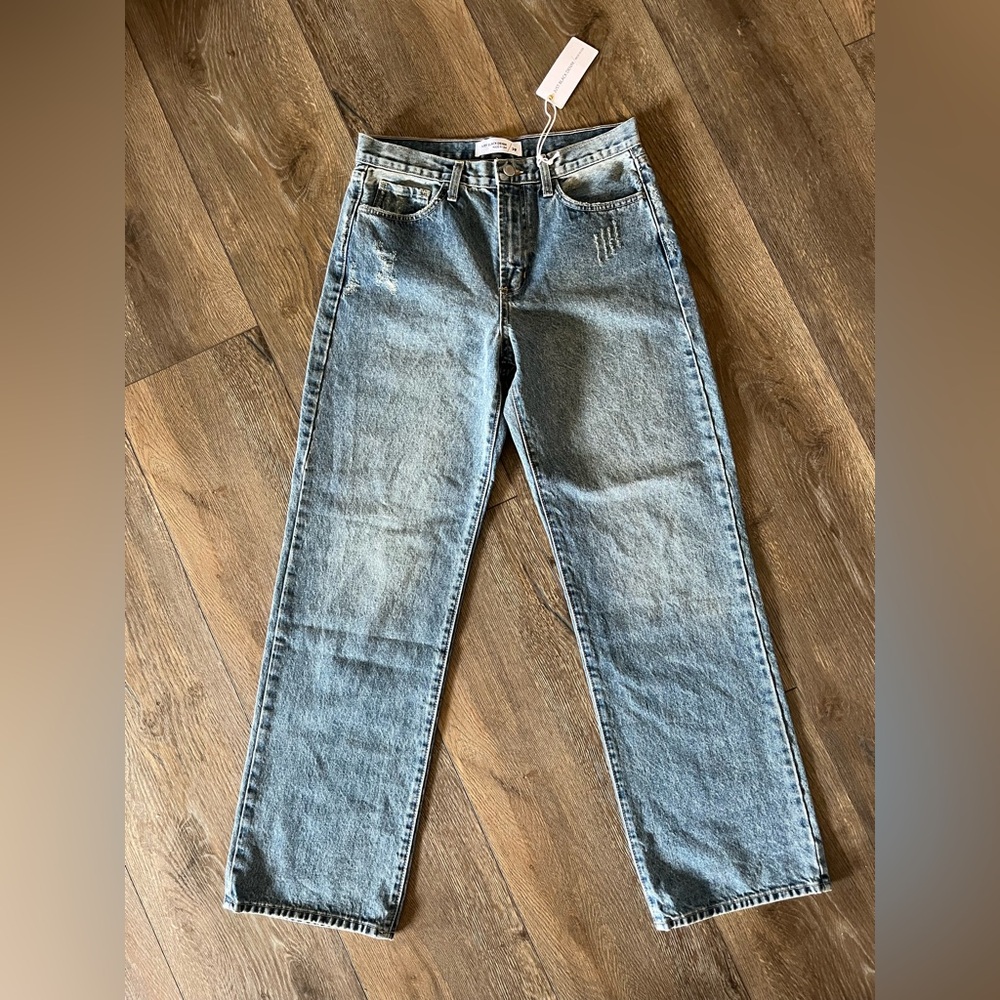 NWT Just Black Denim Straight Relaxed fit medium wash distressed high rise - Picture 3 of 11